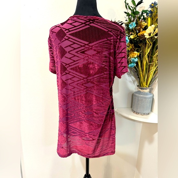 Hannah Sheer Burgundy short sleeve soft feel Top - Size Medium - Picture 4 of 7
